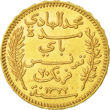 Coin, Tunisia, Muhammad al-Hadi Bey, 20 Francs, 1904, Paris, AU(50-53), Gold