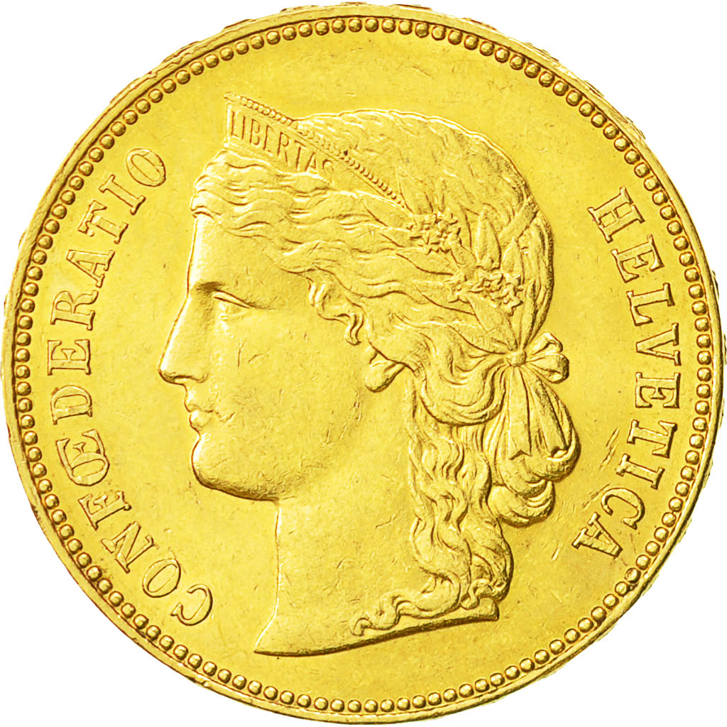 Coin, Switzerland, 20 Francs, 1896, Berne, AU(50-53), Gold, KM:31.3