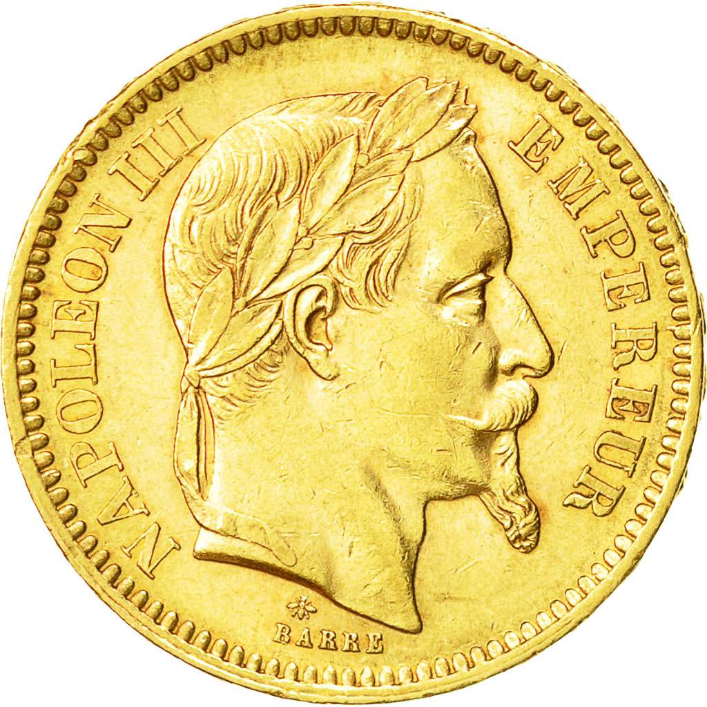 Munten, Frankrijk, Napoleon III, Napoléon III, 20 Francs, 1866, Paris, ZF+