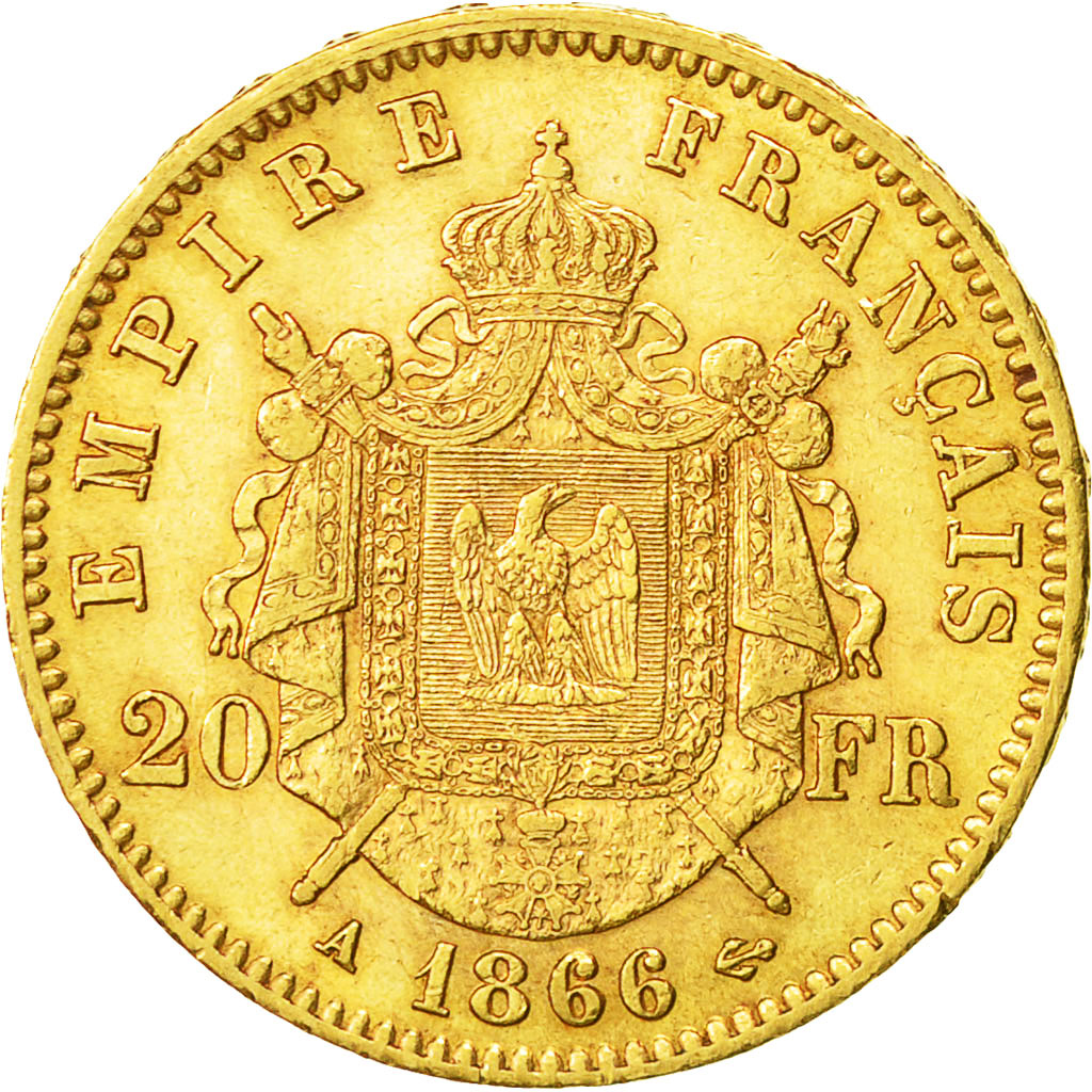 Munten, Frankrijk, Napoleon III, Napoléon III, 20 Francs, 1866, Paris, ZF+