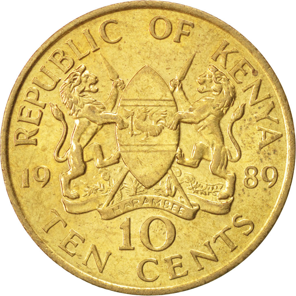 Coin, Kenya, 10 Cents, 1989, MS(63), Nickel-brass, KM:18