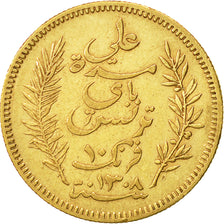 Münze, Tunesien, Ali Bey, 10 Francs, 1891, Paris, SS+, Gold, KM:226