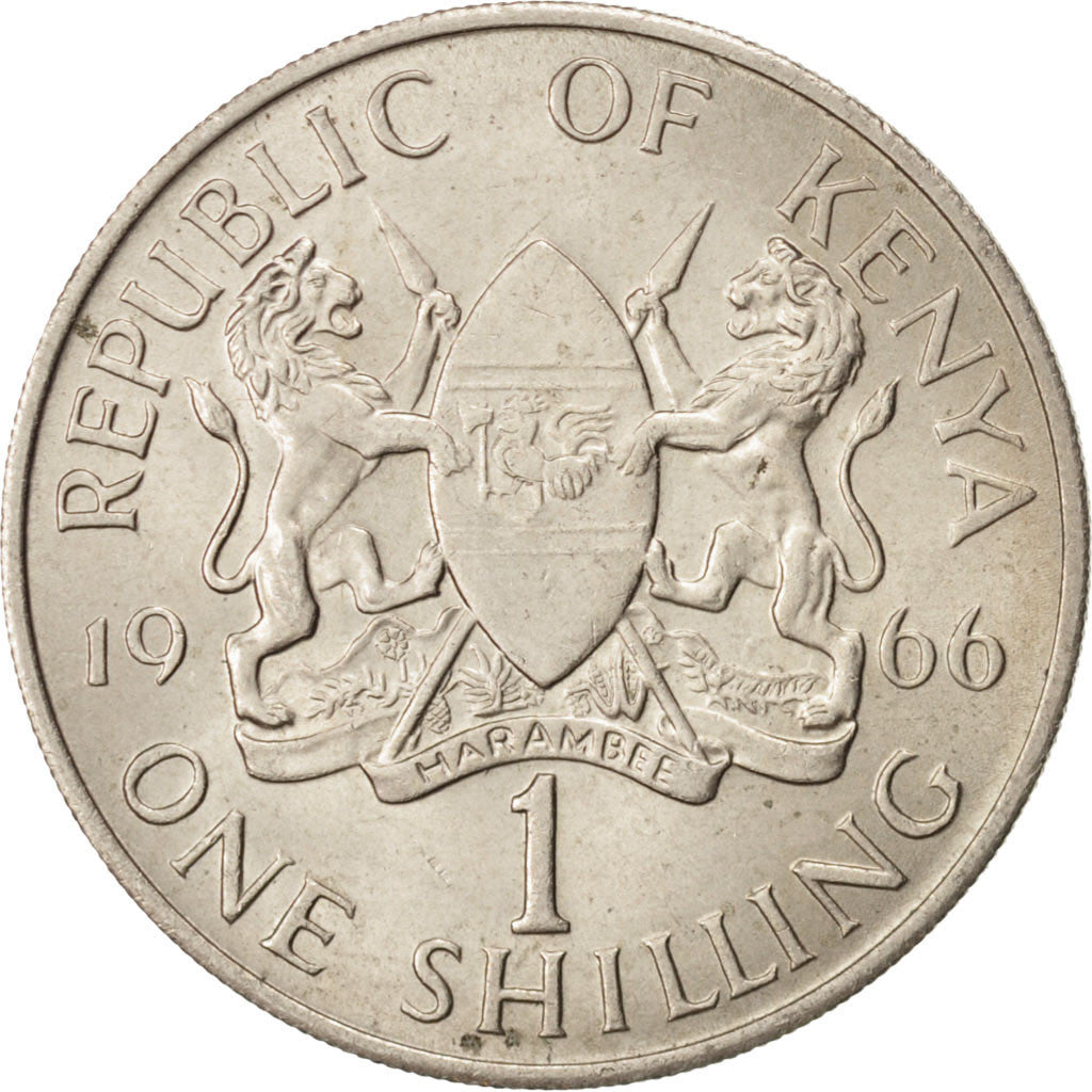 Coin, Kenya, Shilling, 1966, MS(60-62), Copper-nickel, KM:5