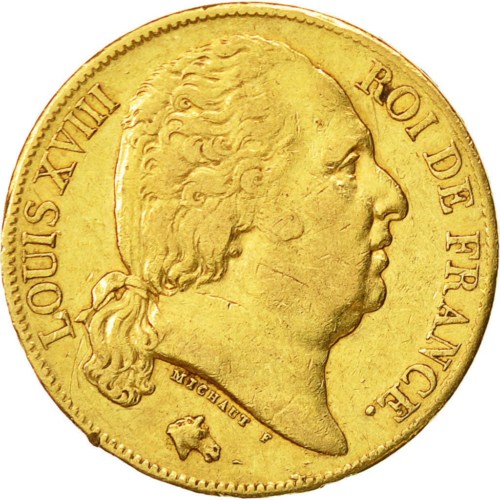 Coin, France, Louis XVIII, Louis XVIII, 20 Francs, 1819, Paris, EF(40-45), Gold