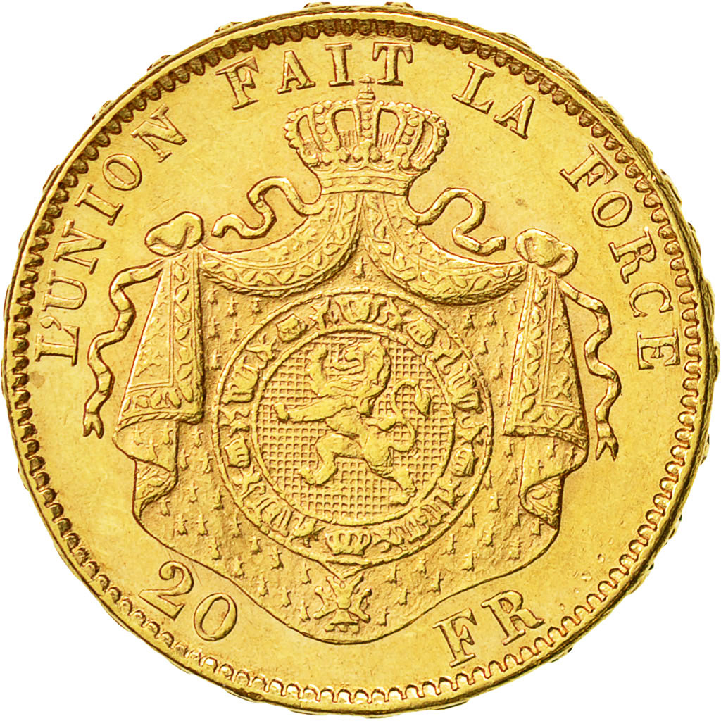 Coin, Belgium, Leopold II, 20 Francs, 20 Frank, 1882, AU(55-58), Gold, KM:37