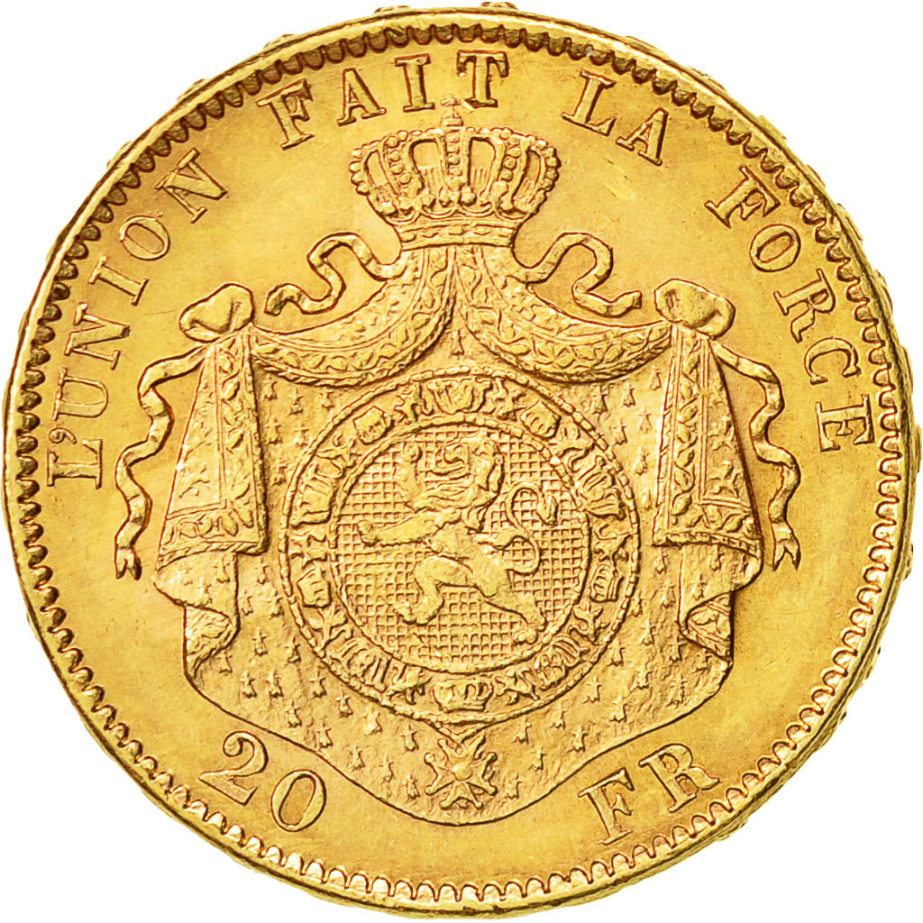 Coin, Belgium, Leopold II, 20 Francs, 20 Frank, 1882, AU(55-58), Gold, KM:37