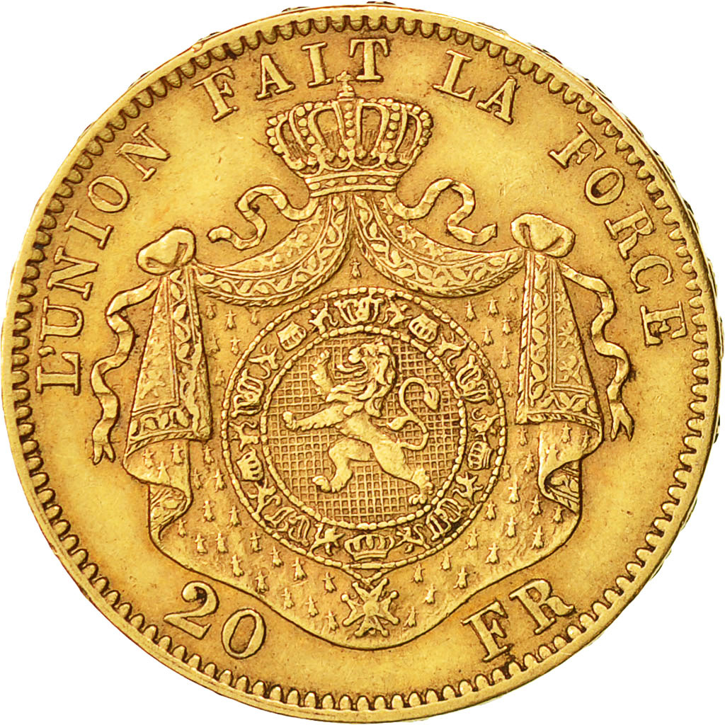 Coin, Belgium, Leopold II, 20 Francs, 20 Frank, 1874, EF(40-45), Gold, KM:37
