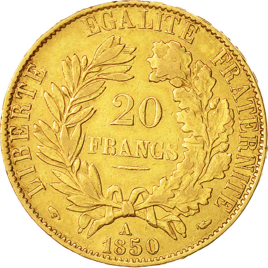Munten, Frankrijk, Cérès, 20 Francs, 1850, Paris, ZF+, Goud, KM:762