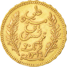 Moneda, Túnez, Ali Bey, 20 Francs, 1898, Paris, MBC+, Oro, KM:227, Lecompte:452
