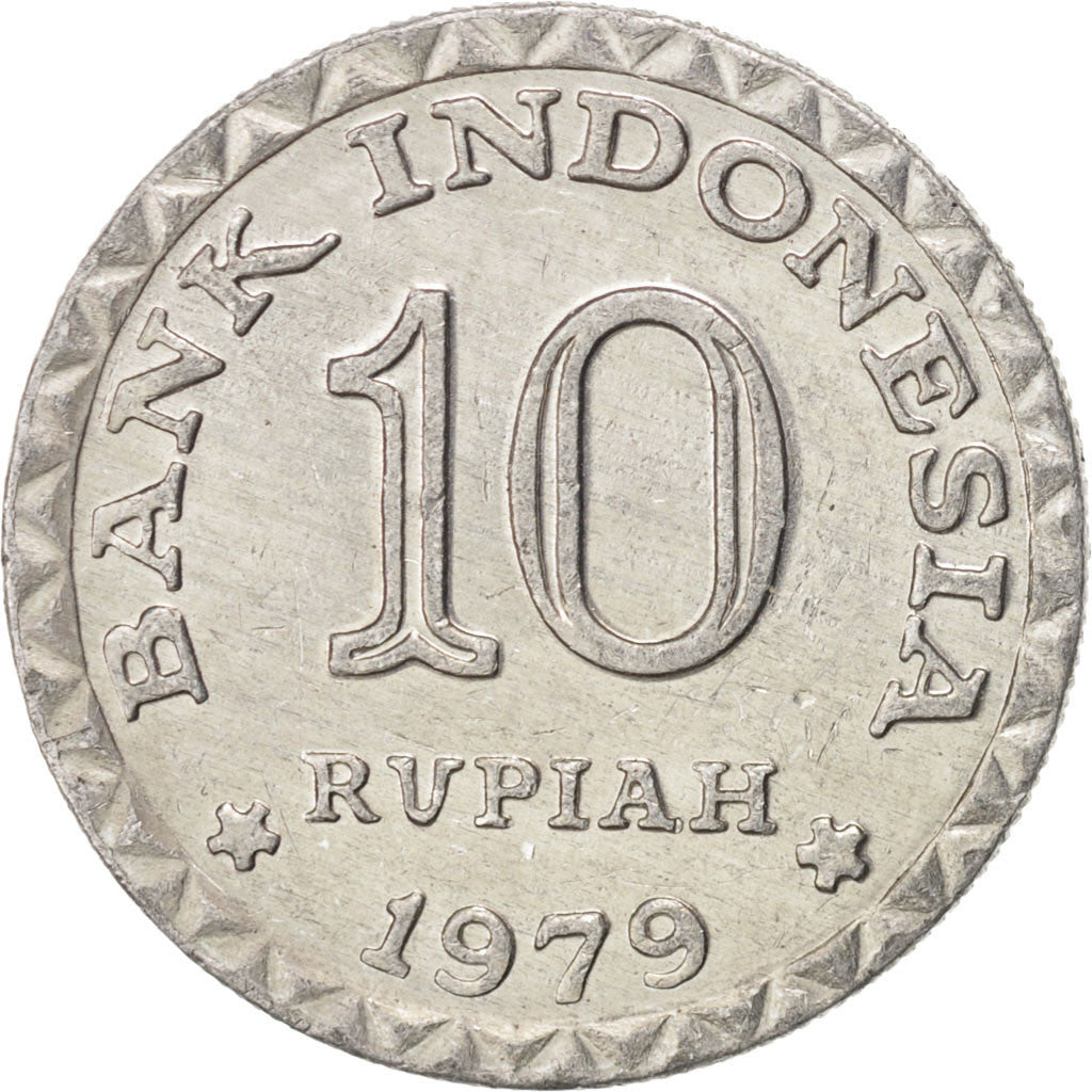 INDONESIA, 10 Rupiah, 1979, KM #44, AU(55-58), Aluminum, 25, 1.87