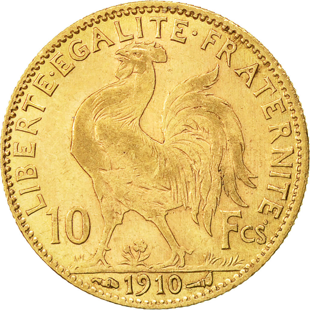 Munten, Frankrijk, Marianne, 10 Francs, 1910, Paris, ZF+, Goud, KM:846