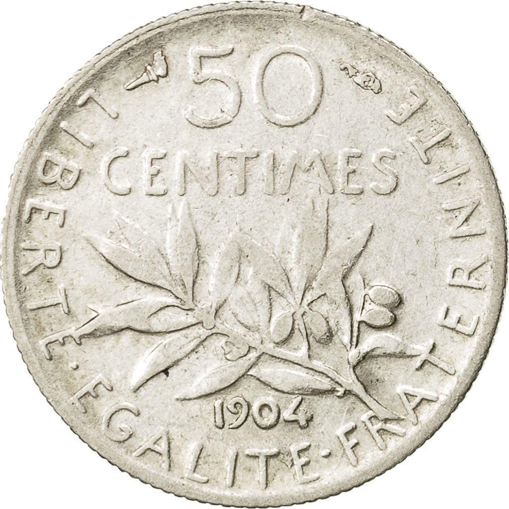 Coin, France, Semeuse, 50 Centimes, 1904, Paris, VF(30-35), Silver, KM:854