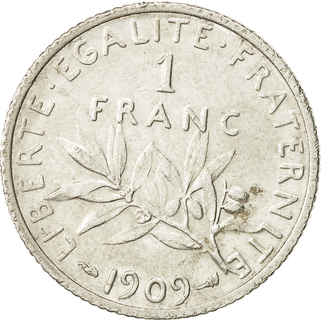 Monnaie, France, Semeuse, Franc, 1909, Paris, TTB, Argent, KM:844.1, Gadoury:467
