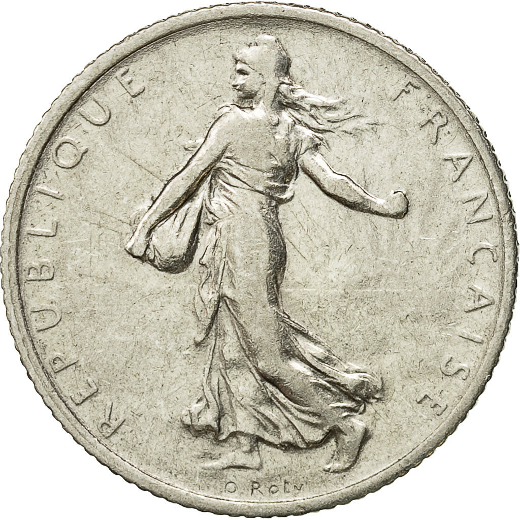 Coin, France, Semeuse, Franc, 1912, Paris, AU(50-53), Silver, KM:844.1