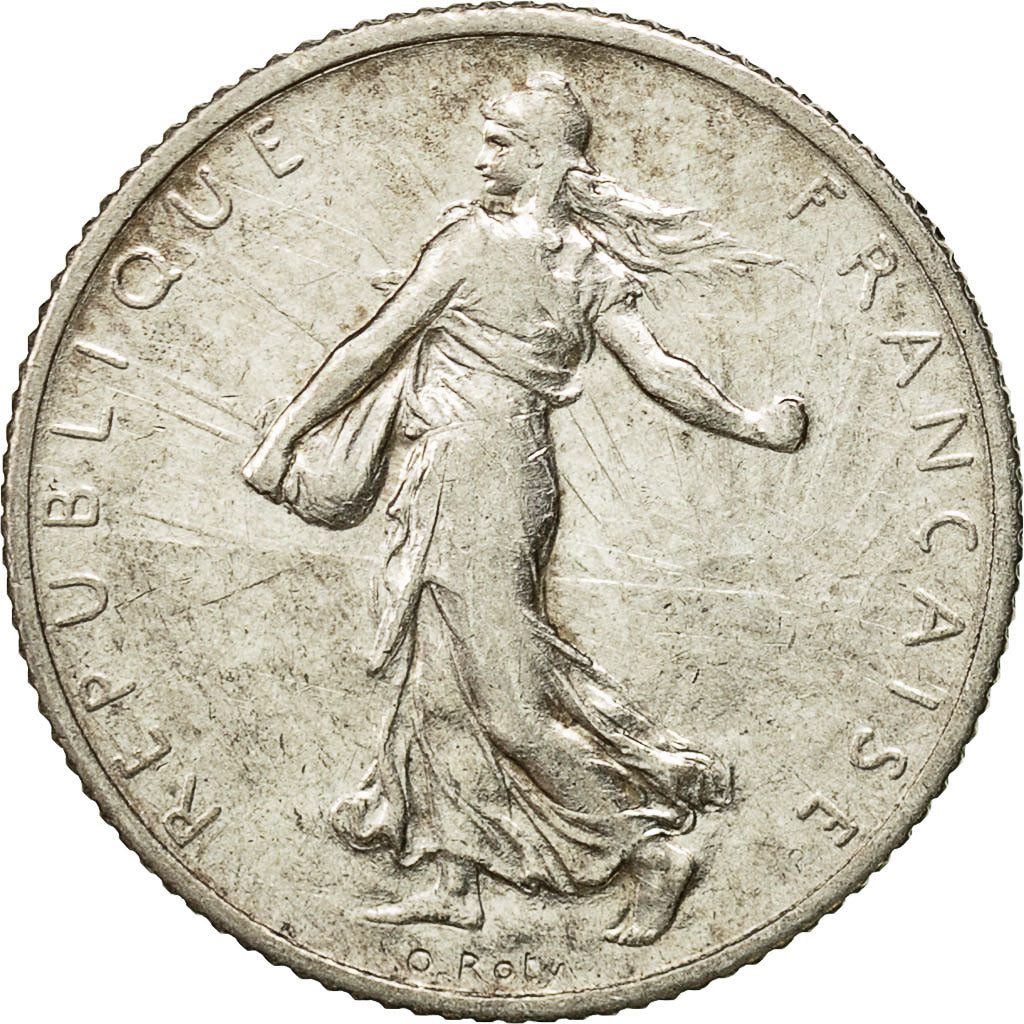 Coin, France, Semeuse, Franc, 1912, Paris, AU(50-53), Silver, KM:844.1
