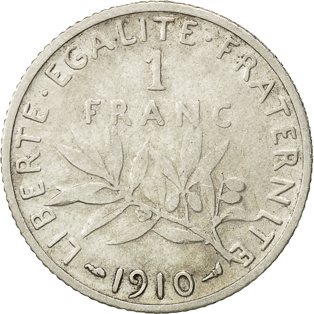 Coin, France, Semeuse, Franc, 1910, Paris, VF(30-35), Silver, KM:844.1