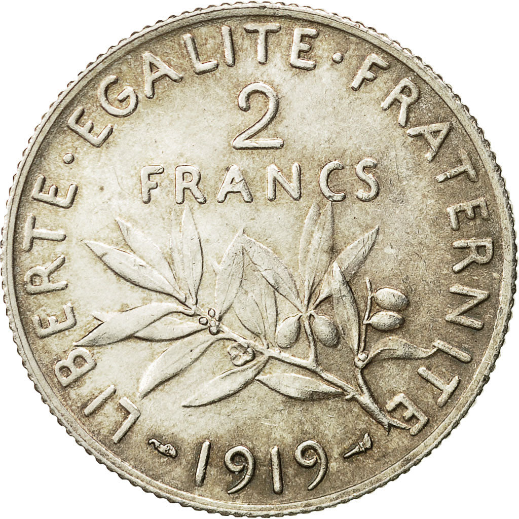 Coin, France, Semeuse, 2 Francs, 1919, Paris, MS(60-62), Silver, KM:845.1