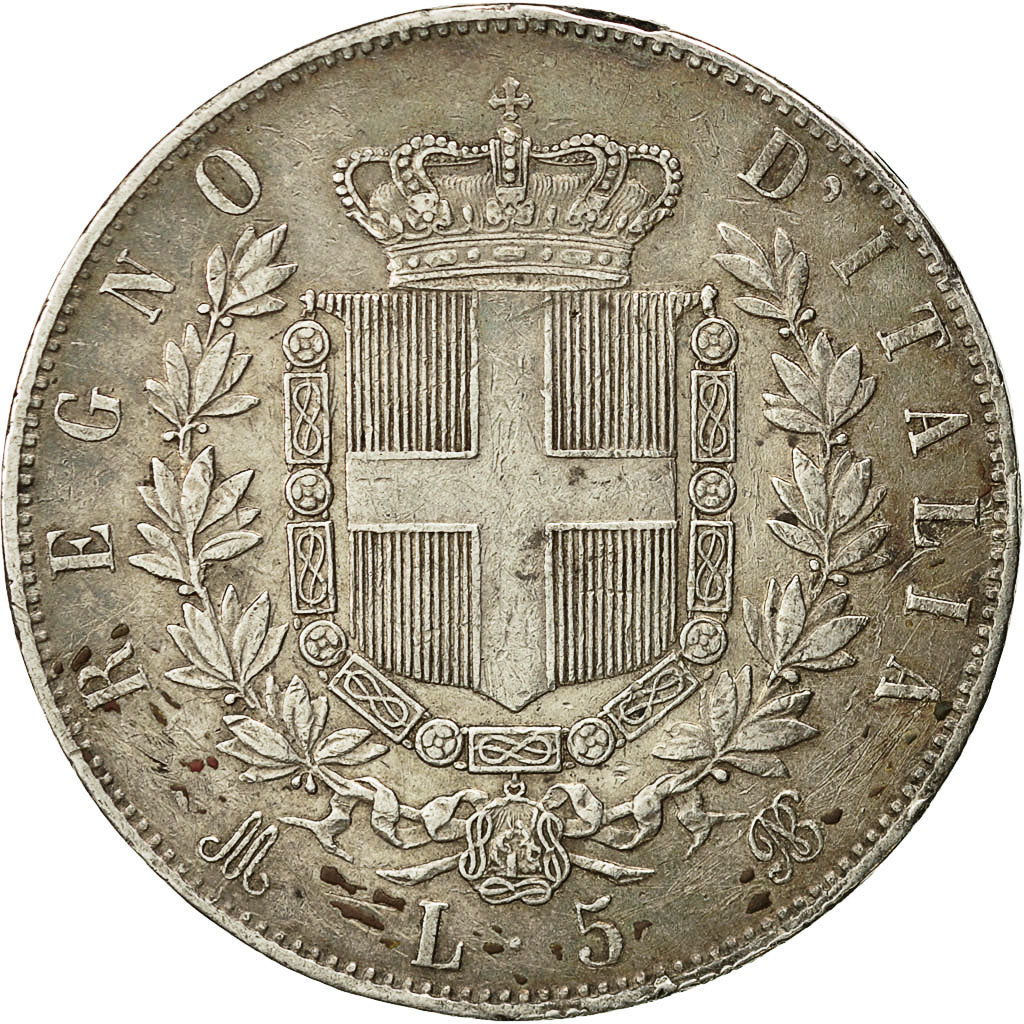 Coin, Italy, Vittorio Emanuele II, 5 Lire, 1873, Milan, EF(40-45), Silver