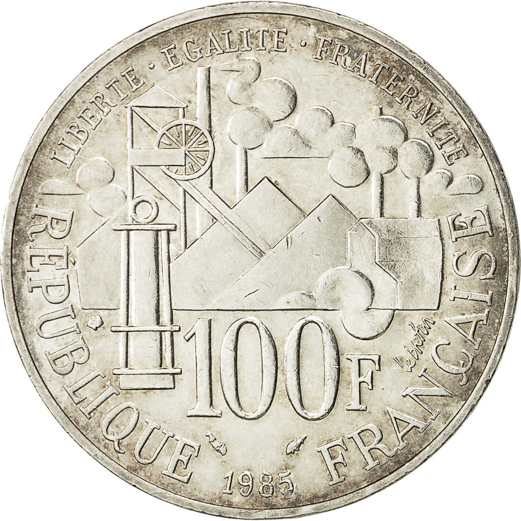 Coin, France, Germinal, 100 Francs, 1985, AU(50-53), Silver, KM:957, Gadoury:900
