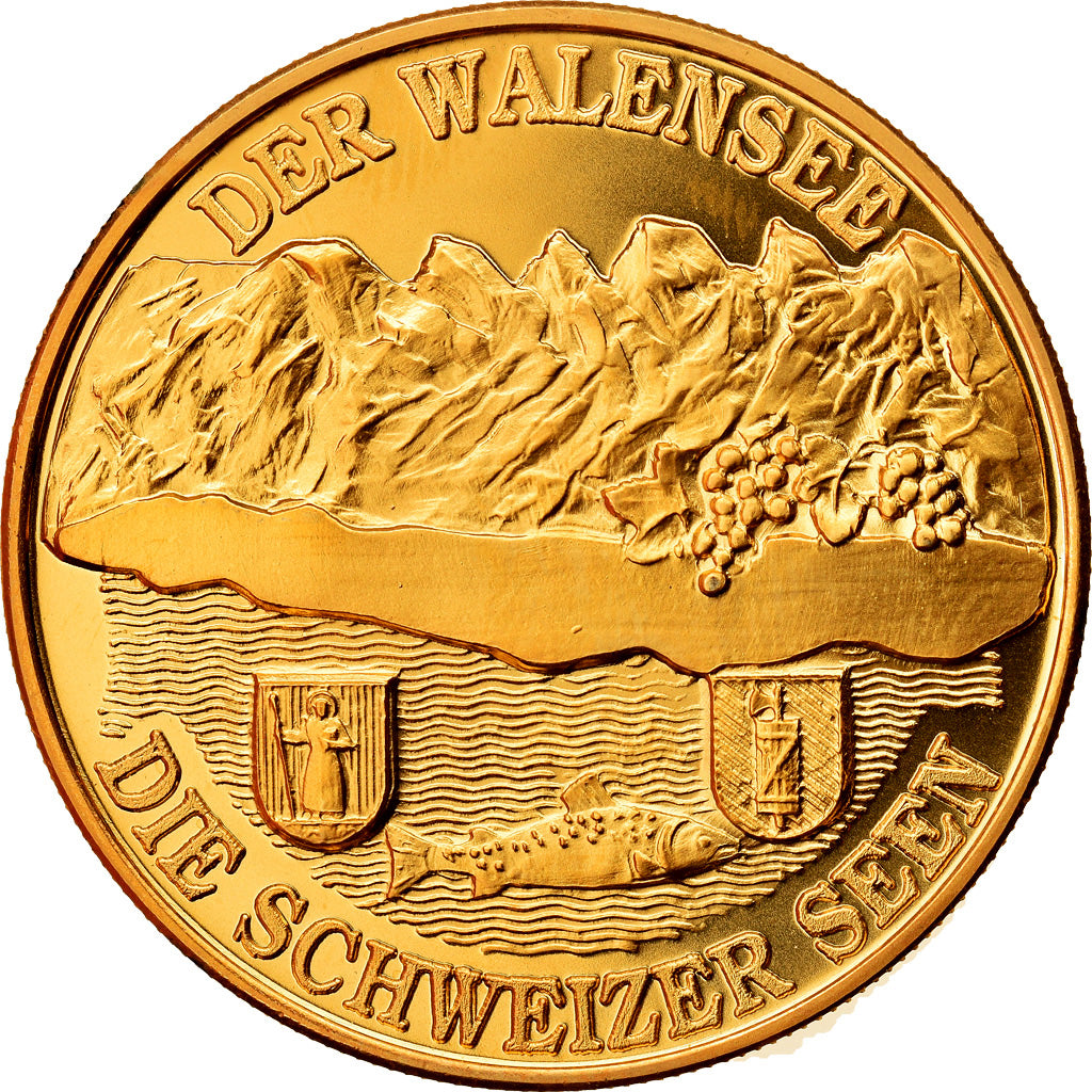 Svizzera, medaglia, Der Walensee, Die Schweizer Seen, SPL+, Doratura in