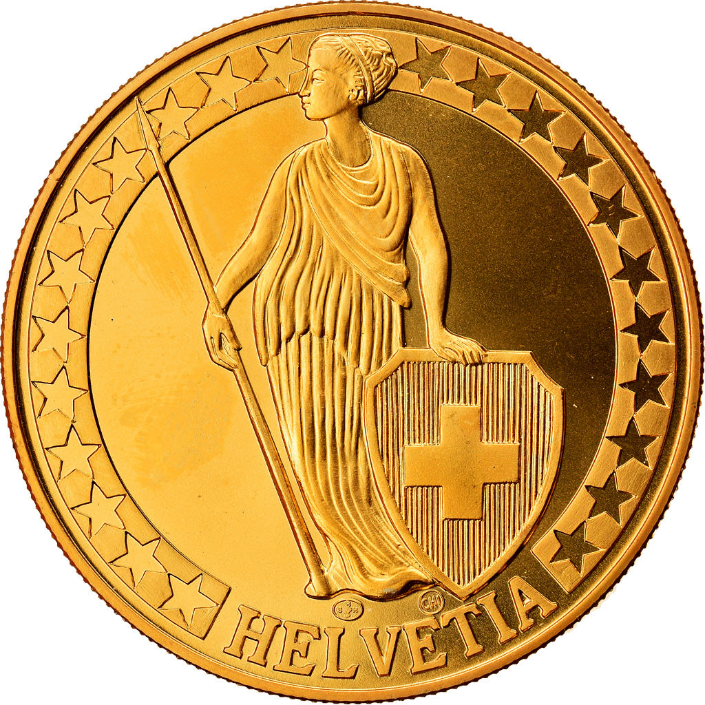 Svizzera, medaglia, Der Walensee, Die Schweizer Seen, SPL+, Doratura in