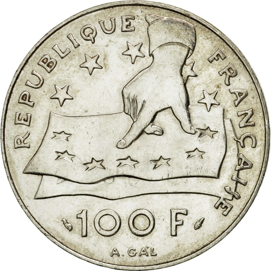 Coin, France, Descartes, 100 Francs, 1991, AU(55-58), Silver, KM:996