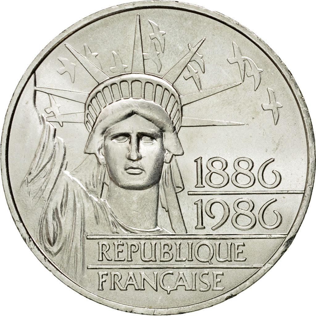 Coin, France, Statue de la Liberté, 100 Francs, 1986, AU(55-58), Silver