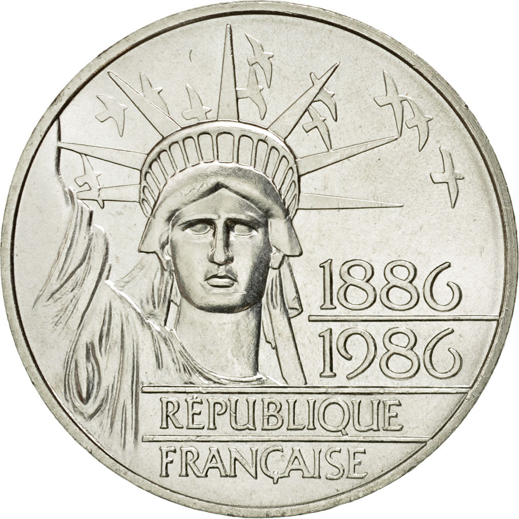 Coin, France, Statue de la Liberté, 100 Francs, 1986, AU(55-58), Silver