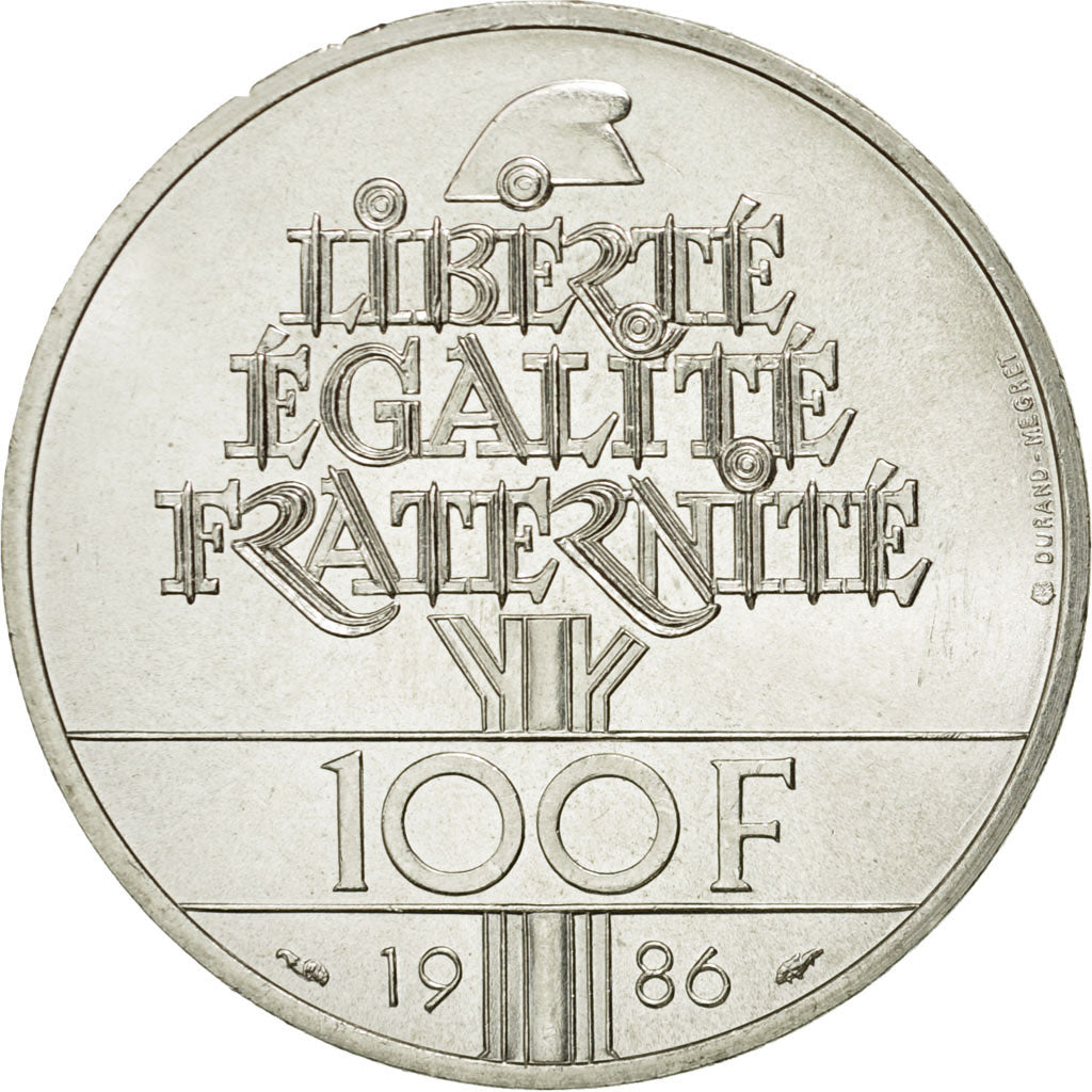 Coin, France, Statue de la Liberté, 100 Francs, 1986, AU(55-58), Silver