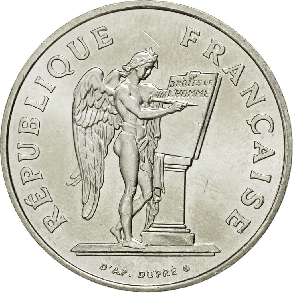 Coin, France, Droits de l'Homme, 100 Francs, 1989, AU(55-58), Silver, KM:970