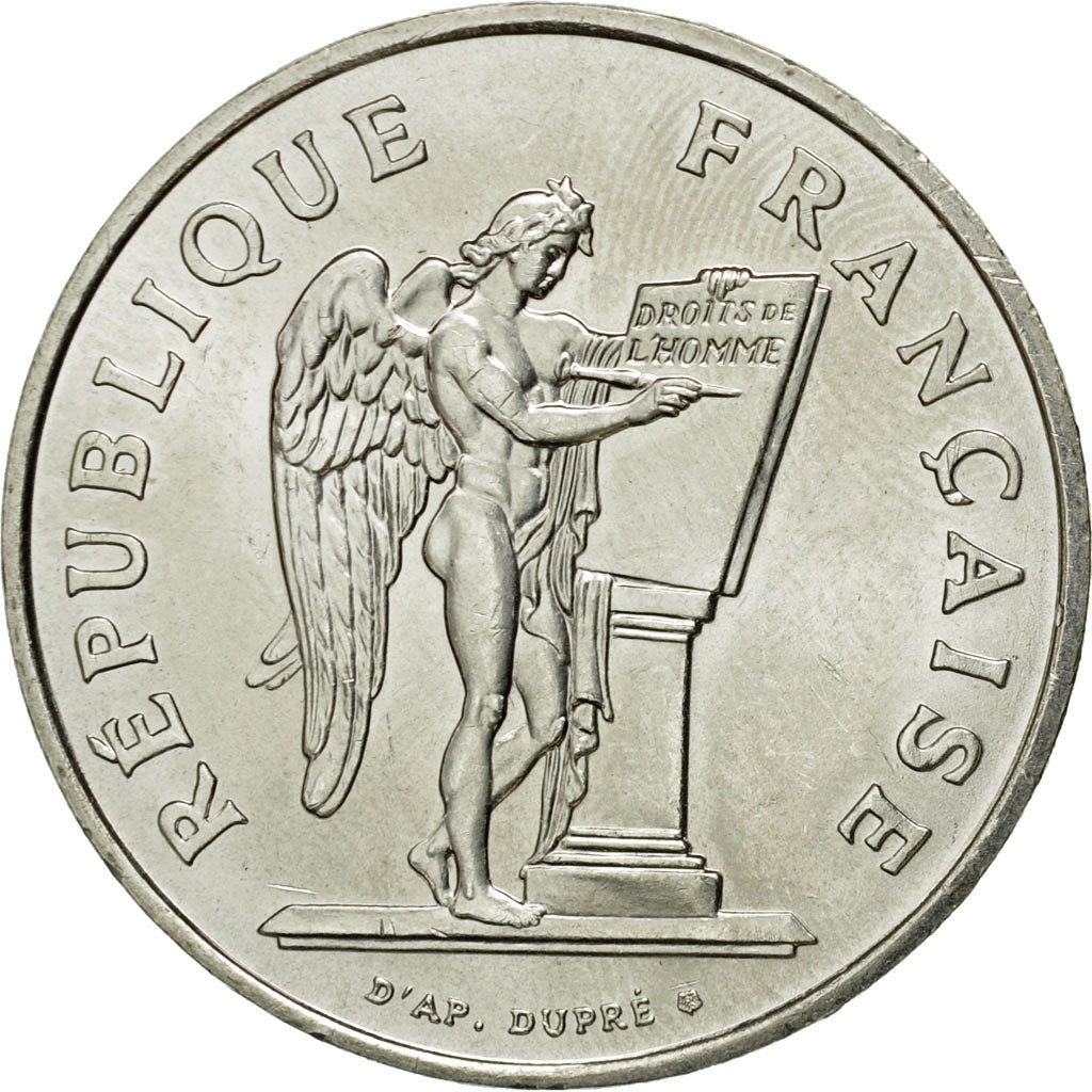 Munten, Frankrijk, Droits de l'Homme, 100 Francs, 1989, PR, Zilver, KM:970