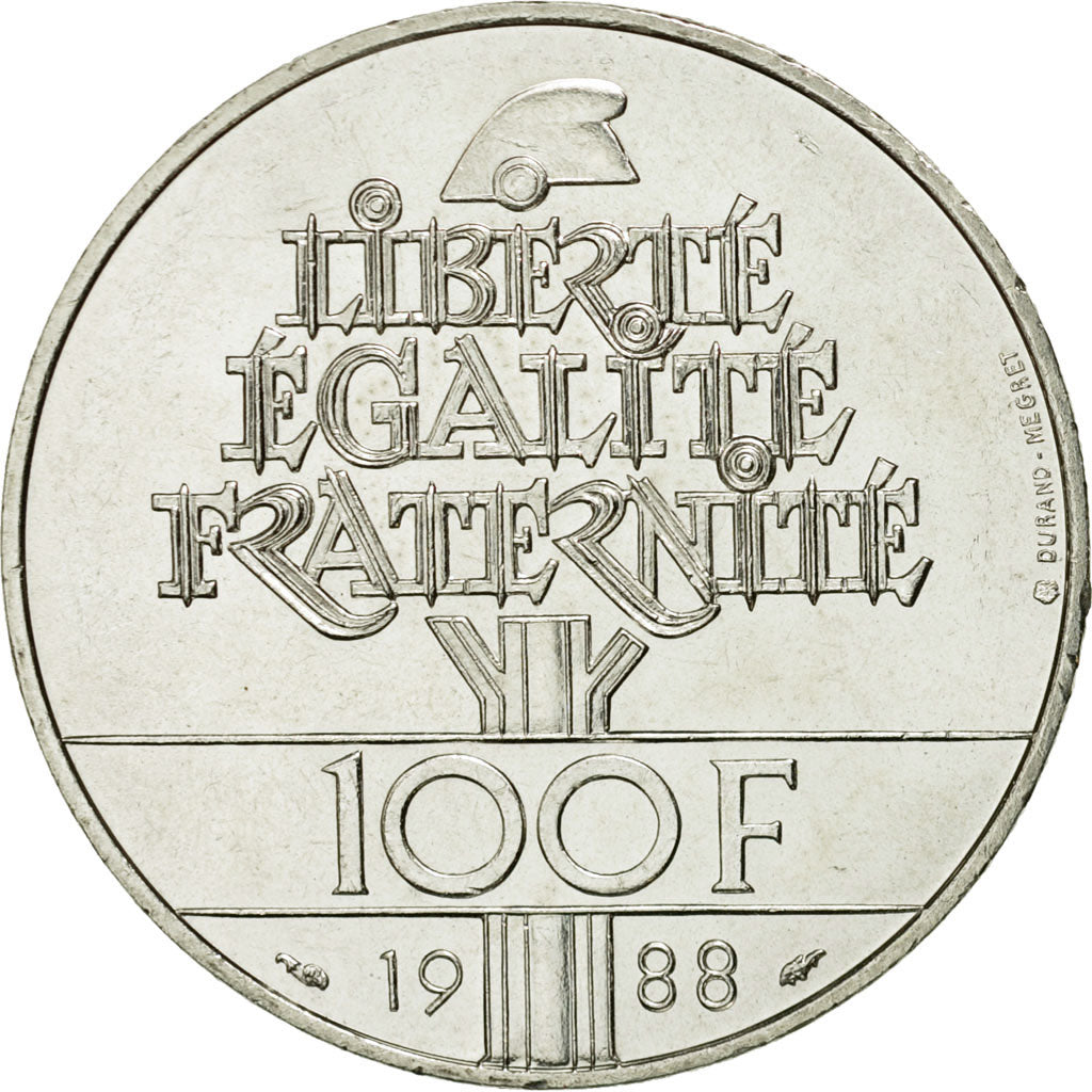 Monnaie, France, Fraternité, 100 Francs, 1988, SUP, Argent, KM:966, Gadoury:903