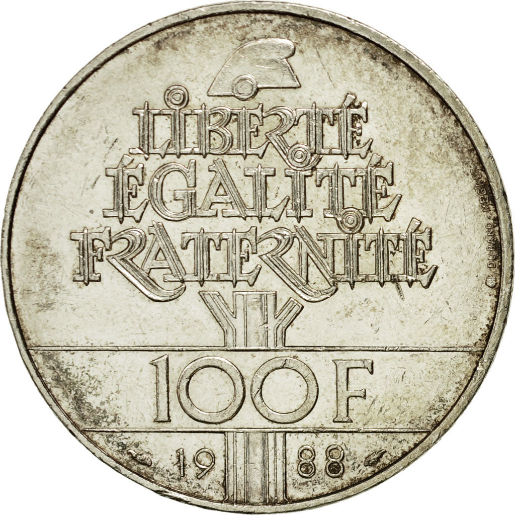 Coin, France, Fraternité, 100 Francs, 1988, AU(55-58), Silver, KM:966