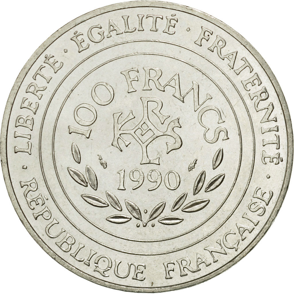 Monnaie, France, Charlemagne, 100 Francs, 1990, SUP, Argent, KM:982, Gadoury:905