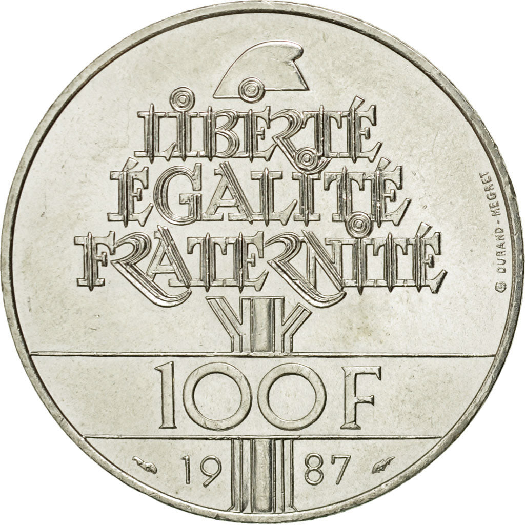 Coin, France, Lafayette, 100 Francs, 1987, AU(55-58), Silver, KM:962
