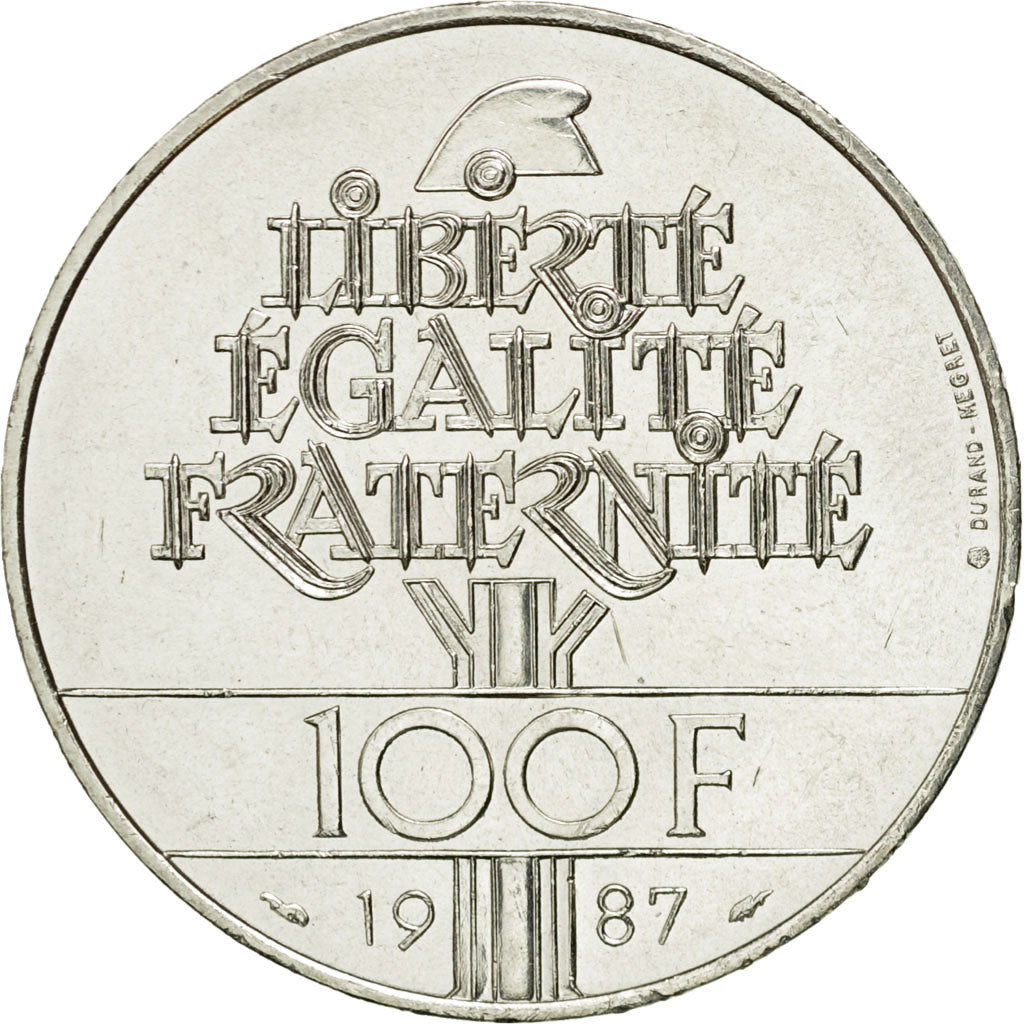 Coin, France, Lafayette, 100 Francs, 1987, AU(55-58), Silver, KM:962