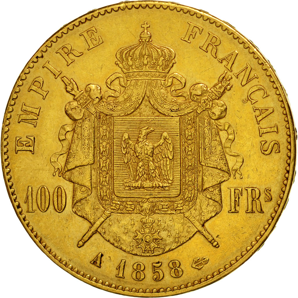 Munten, Frankrijk, Napoleon III, Napoléon III, 100 Francs, 1858, Paris, ZF+