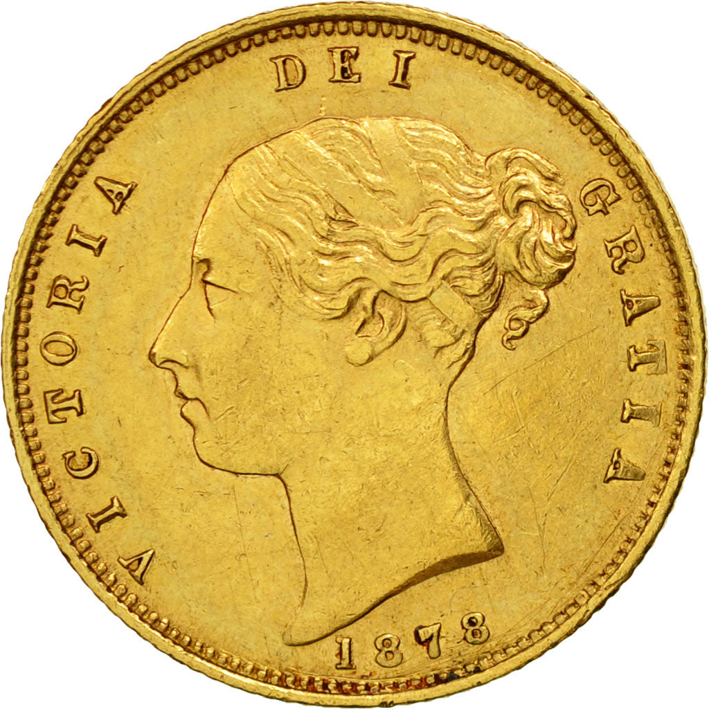 Coin, Great Britain, Victoria, 1/2 Sovereign, 1878, AU(55-58), Gold, KM:735.2