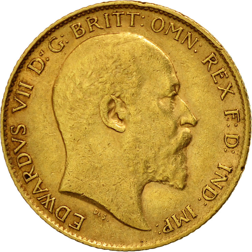 Coin, Great Britain, Edward VII, 1/2 Sovereign, 1909, AU(50-53), Gold, KM:804