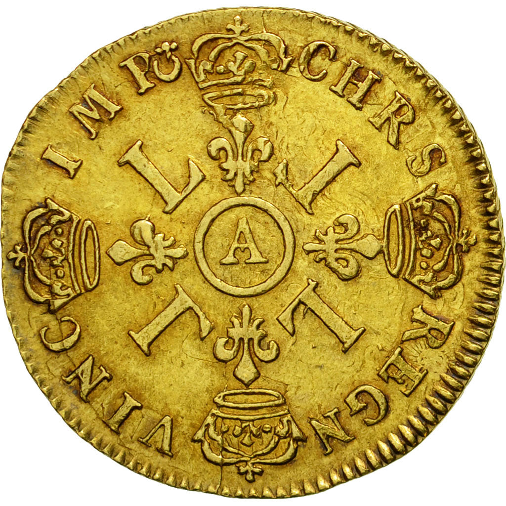 Munten, Frankrijk, Louis XIV, Louis d'or aux 4 L, Louis d'Or, 1695, Paris, ZF+
