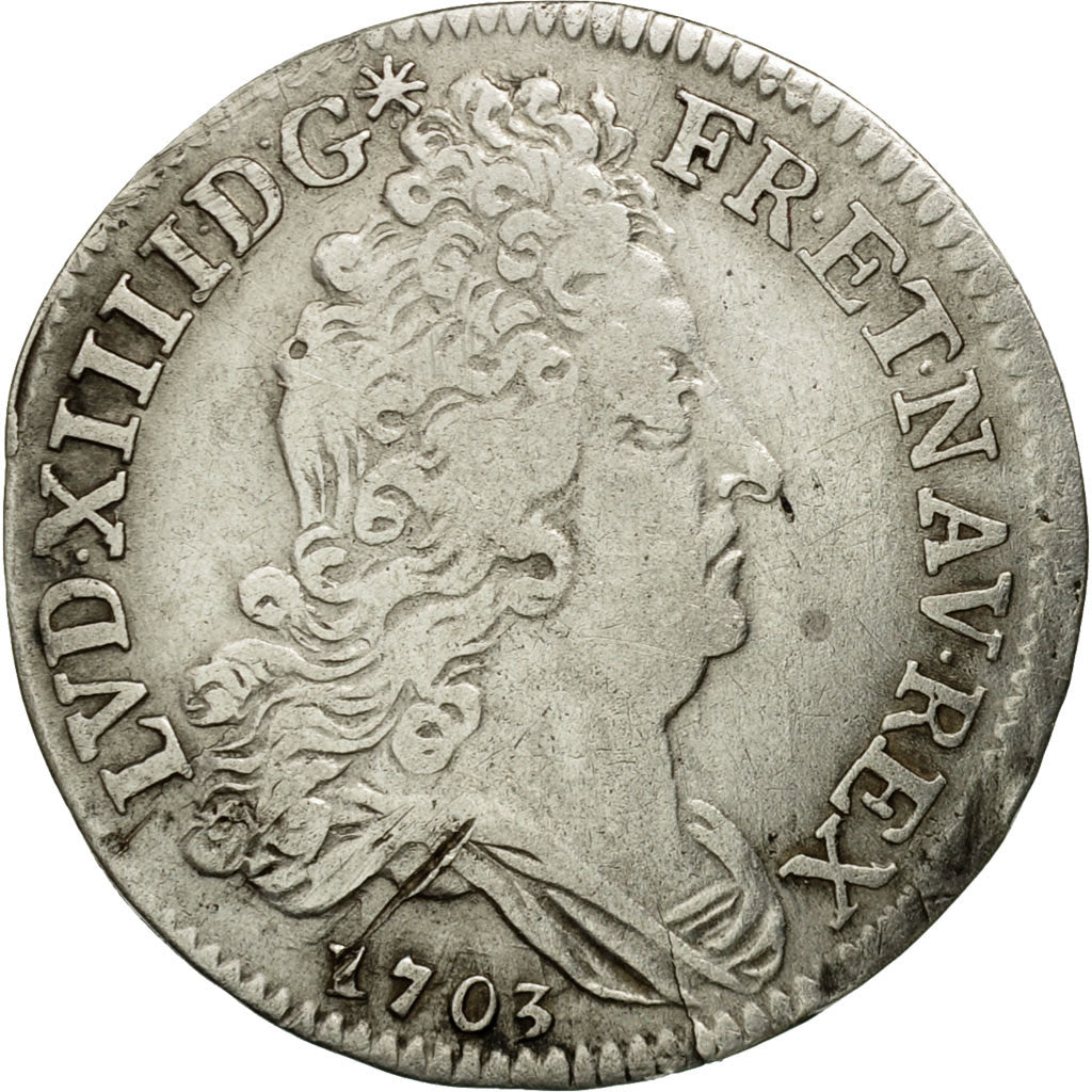 Moneda, Francia, Louis XIV, 10 Sols aux insignes, 10 Sols-1/8 Ecu, 1703, Paris