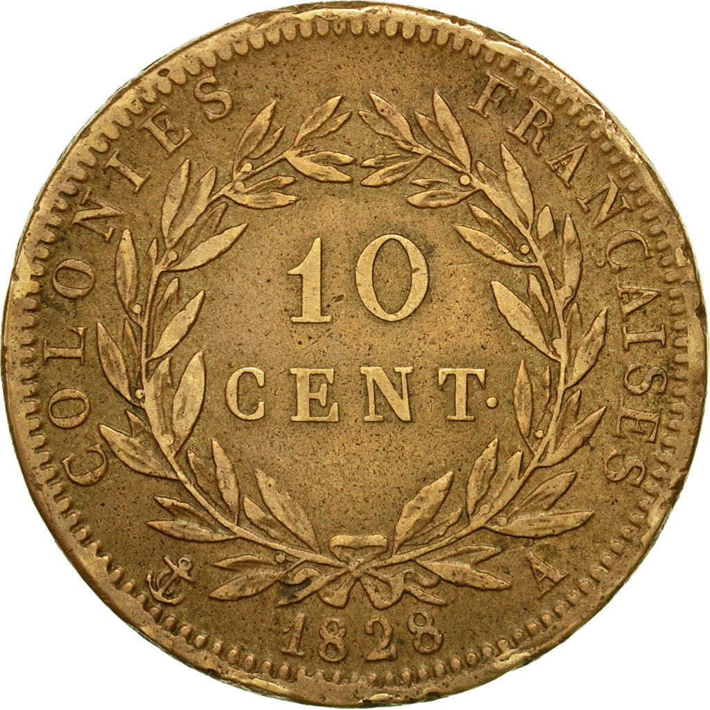 Münze, Französische Kolonien, Charles X, 10 Centimes, 1828, Paris, SS, Bronze