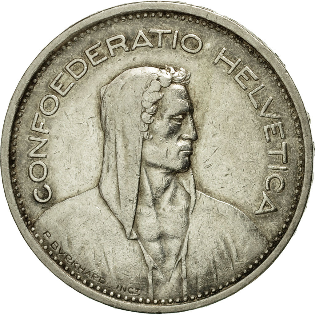 Coin, Switzerland, 5 Francs, 1954, Bern, EF(40-45), Silver, KM:40