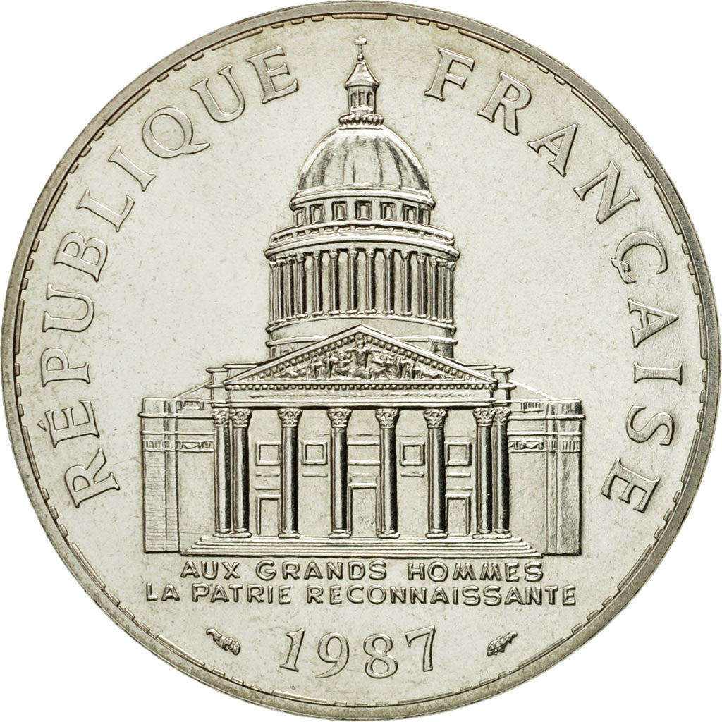 Moneta, Francia, Panthéon, 100 Francs, 1987, Paris, FDC, Argento, KM:951.1