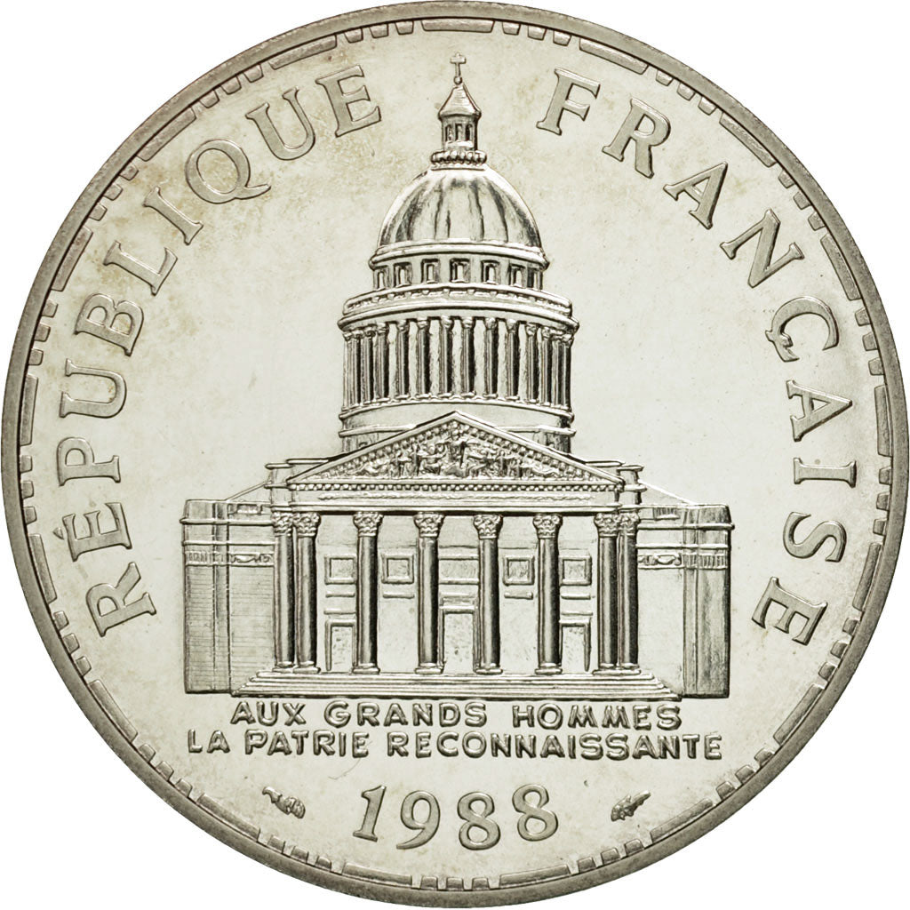 Moneta, Francia, Panthéon, 100 Francs, 1988, Paris, FDC, Argento, KM:951.1