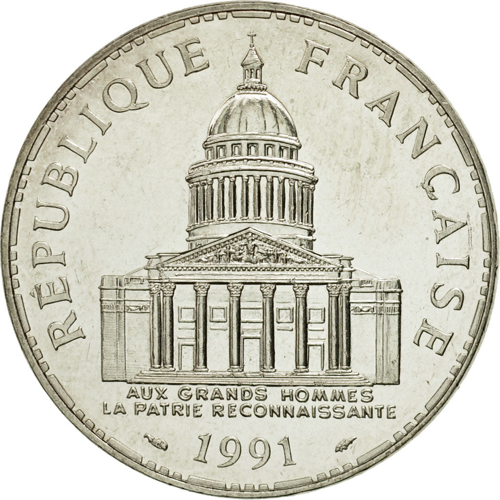 Moneta, Francia, Panthéon, 100 Francs, 1991, Paris, FDC, Argento, KM:951.1