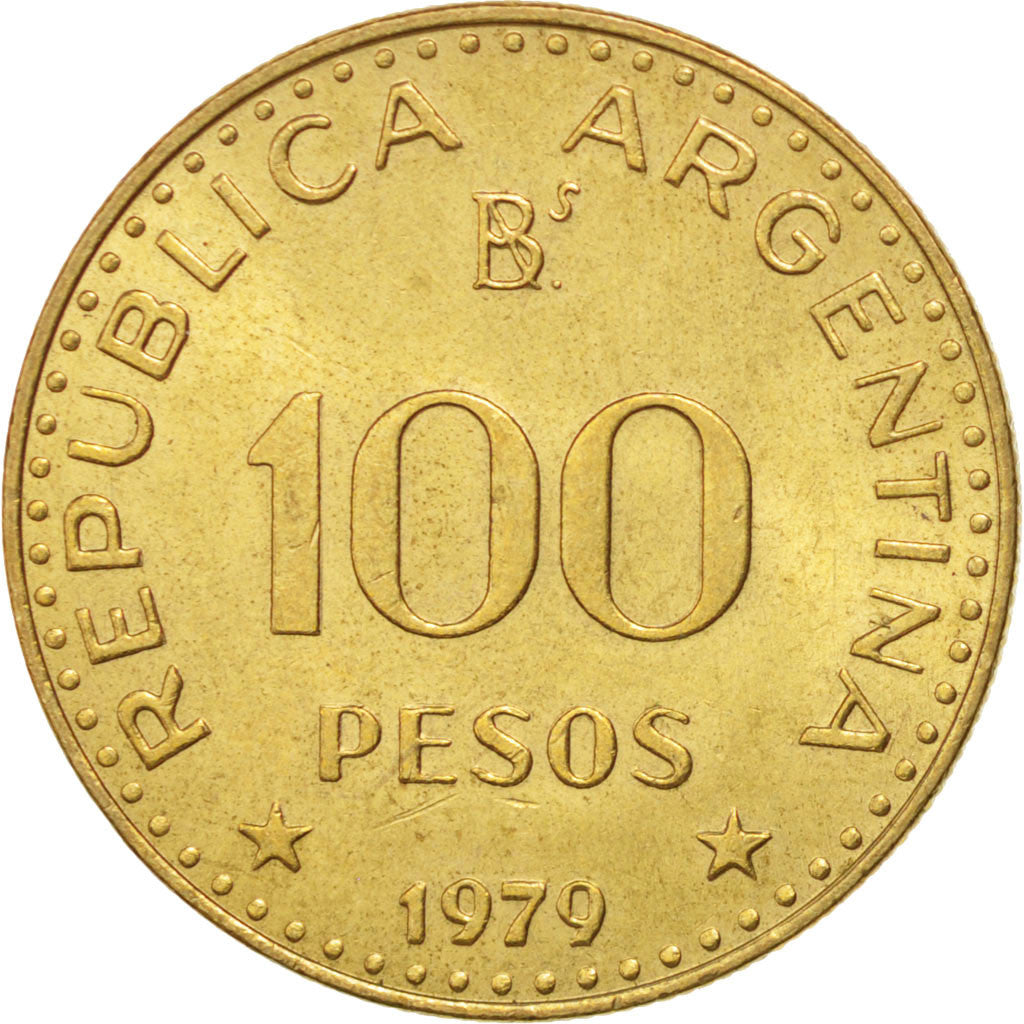 ARGENTINA, 100 Pesos, 1979, KM #85, MS(63), Aluminum-Bronze, 27.3, 8.13