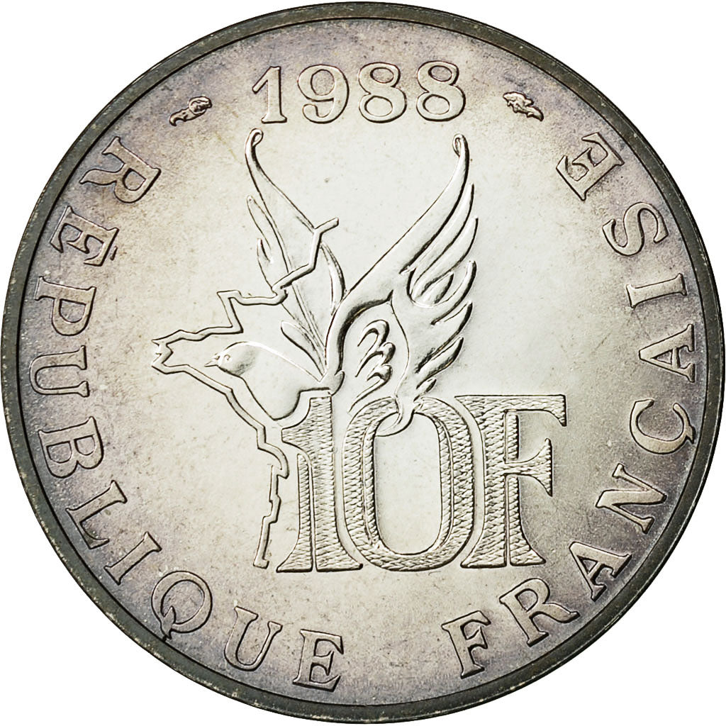 Coin, France, 10 Francs, 1988, MS(65-70), Silver, KM:965a, Gadoury:821