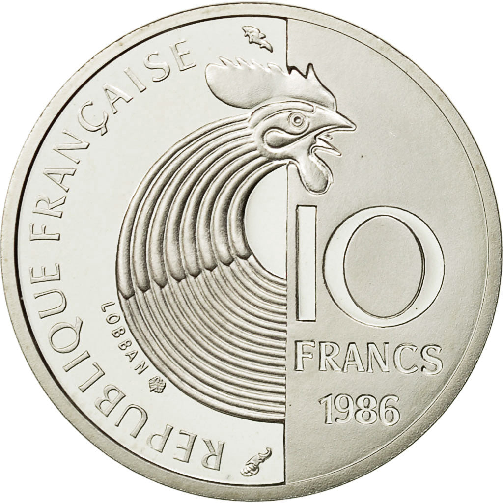 Coin, France, 10 Francs, 1986, MS(65-70), Silver, KM:958b, Gadoury:825