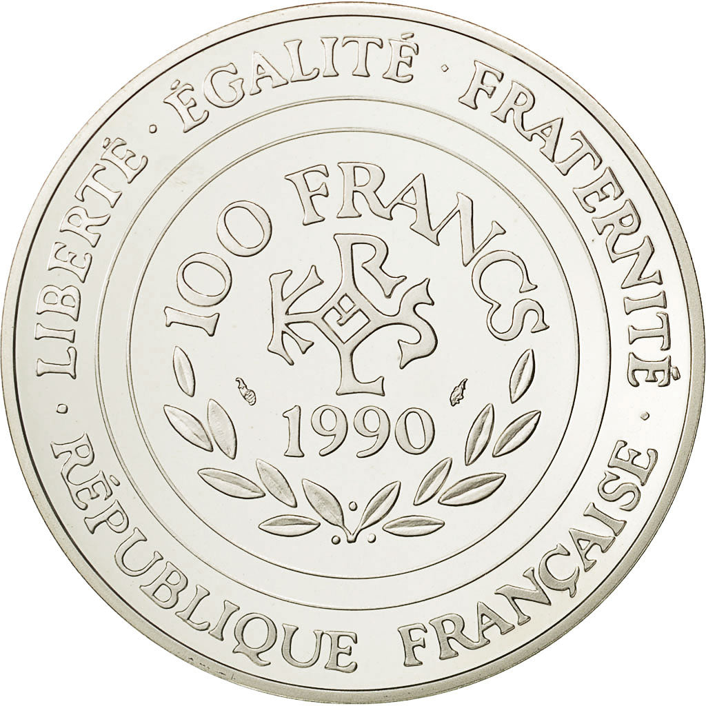 Moneta, Francja, 100 Francs-15 Ecus, 1990, MS(65-70), Srebro, KM:989, Gadoury:C5